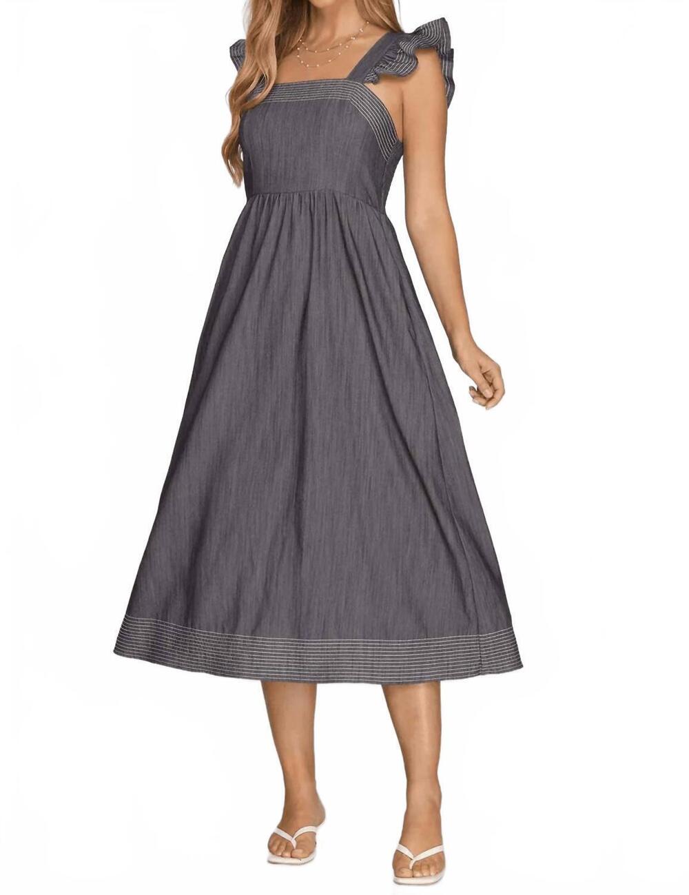 NEW SHE + SKY square neckline midi dress in cream